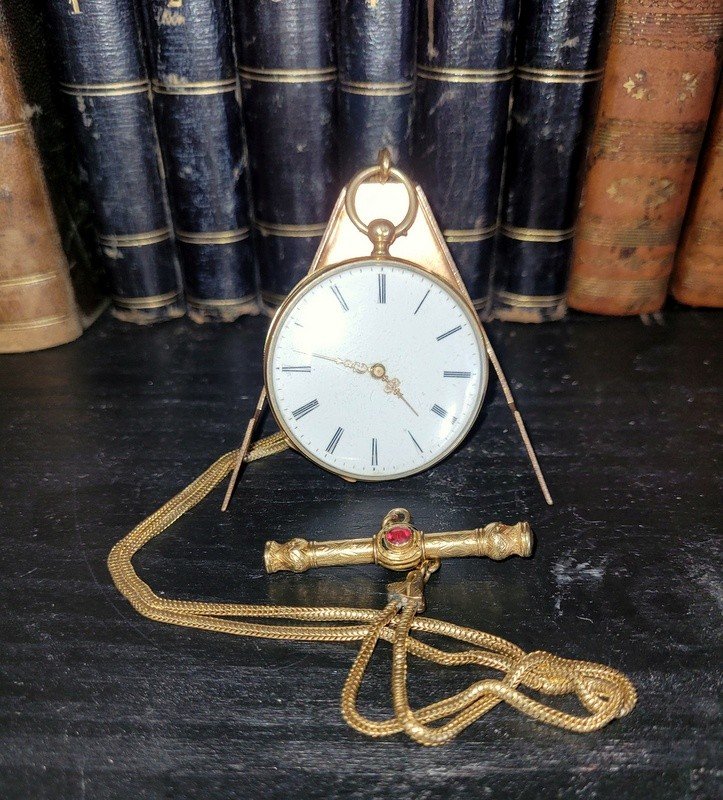  Pocket Watch With Its Gold Vest - 19th Century