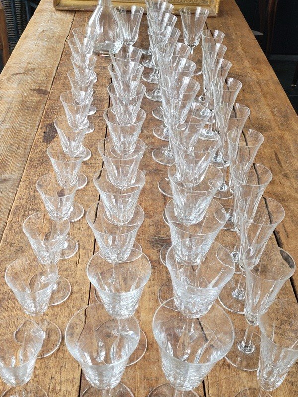   Set Of 44 Glasses + A Carafe In Cut Crystal From Saint Louis "cerdagne Model"-photo-4