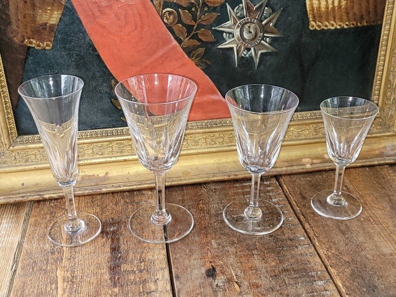   Set Of 44 Glasses + A Carafe In Cut Crystal From Saint Louis "cerdagne Model"-photo-2