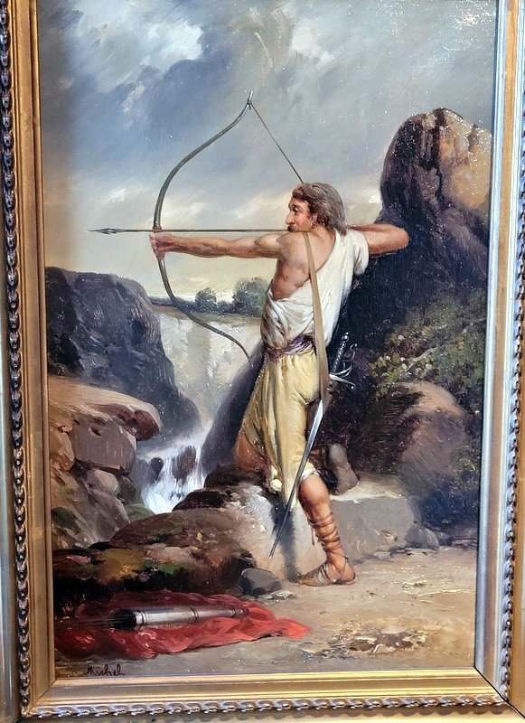 Pair Of "warriors" Paintings Hst In Their Frames - 19th Century -photo-2