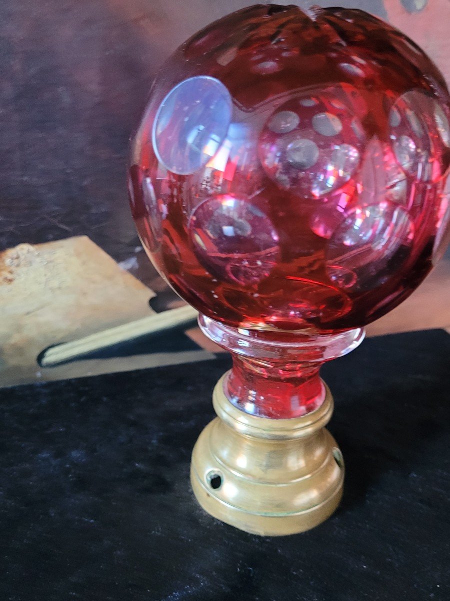 Boule d&#039;escalier en Cristal taill&eacute; Maison Baccarat - XIXe Si&egrave;cle -photo-4