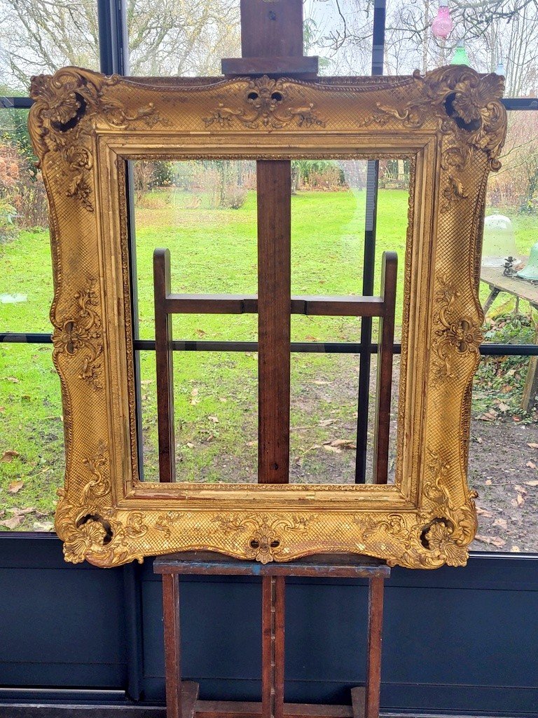  Very Large Louis XV Period Frame In Carved Wood Gilded With Gold Leaf-photo-2