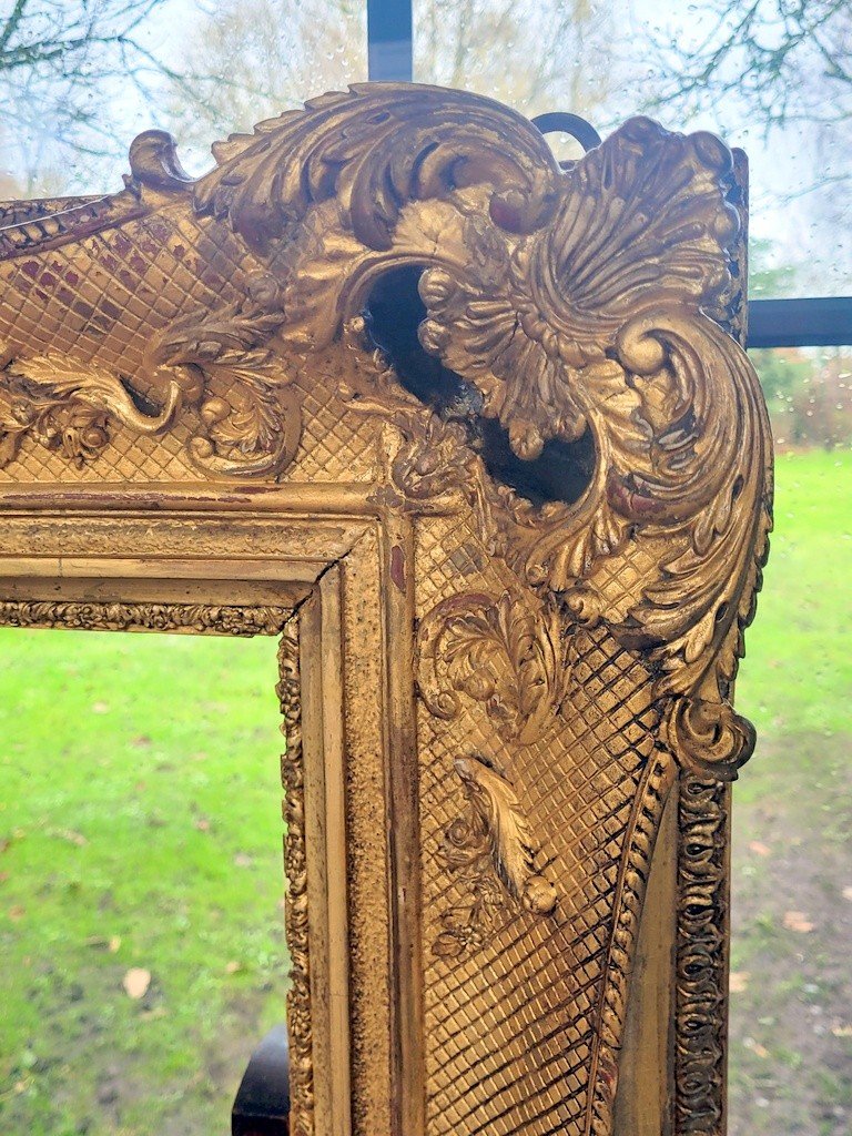  Very Large Louis XV Period Frame In Carved Wood Gilded With Gold Leaf-photo-3