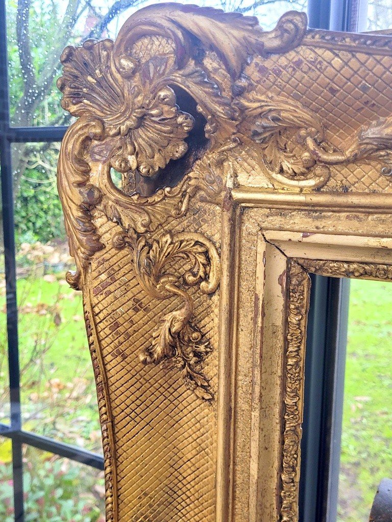  Very Large Louis XV Period Frame In Carved Wood Gilded With Gold Leaf-photo-1