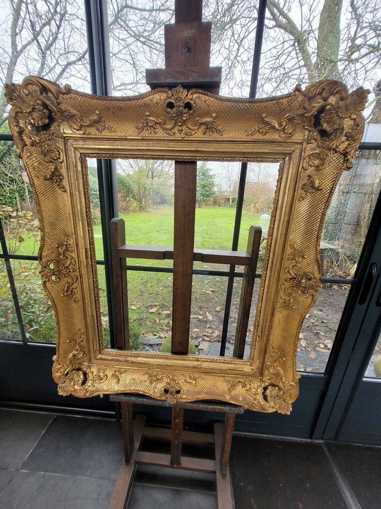  Very Large Louis XV Period Frame In Carved Wood Gilded With Gold Leaf-photo-3