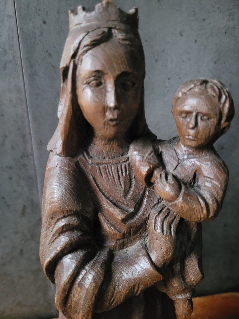  Vierge à l'Enfant en bois sculpté - XVIIIe Siècle-photo-2