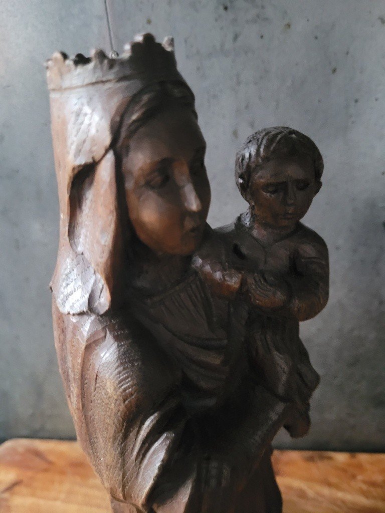  Vierge à l'Enfant en bois sculpté - XVIIIe Siècle-photo-4