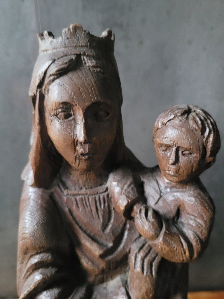  Vierge à l'Enfant en bois sculpté - XVIIIe Siècle-photo-4