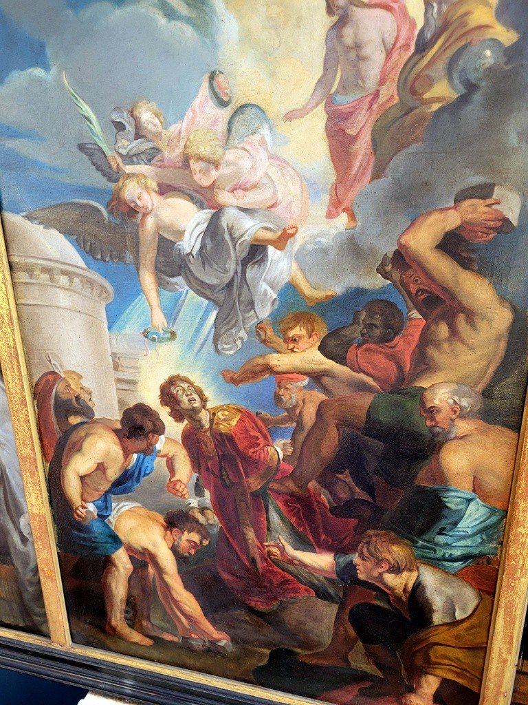  Triptyque du XVIIIe Siècle " Martyre de Saint Etienne " d'après Pierre Paul Rubens (1577-1640)-photo-4