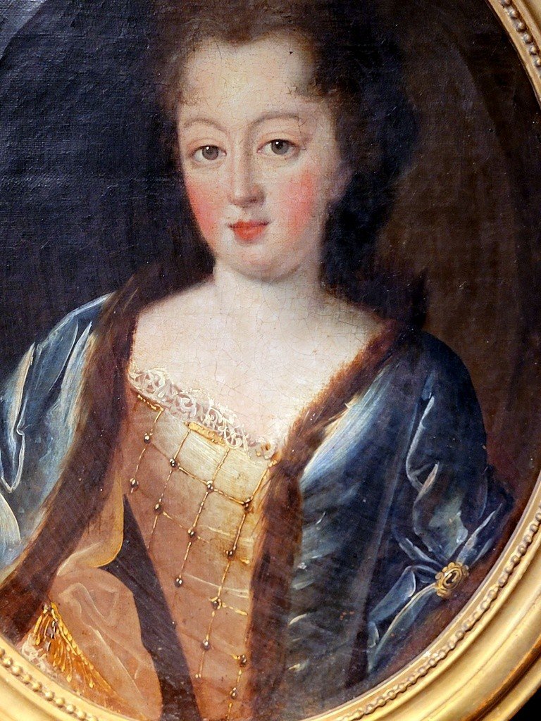  Portrait Of The Duchess Of Burgundy In A Blue Coat By Pierre Mignard - 18th Century-photo-2