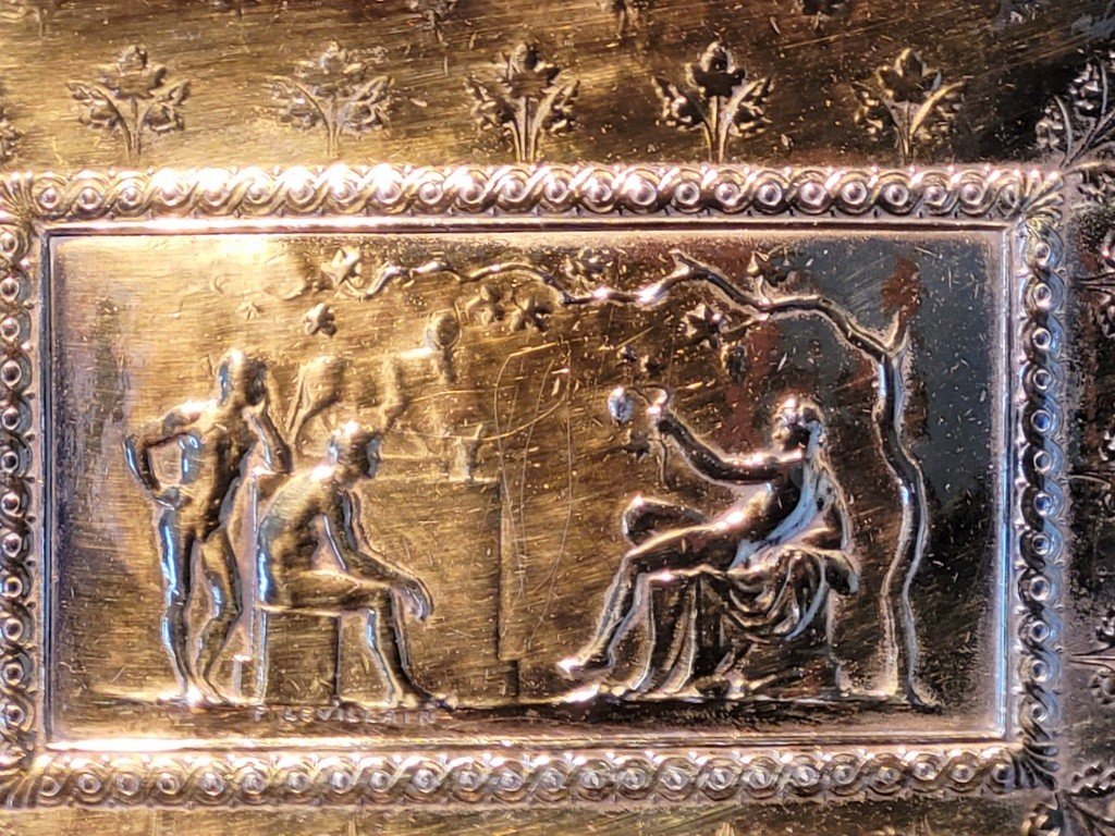  Levillain &amp; Barbedienne - Coupe Vide Poches sur Pi&eacute;douche en Bronze - XIXe Si&egrave;cle -photo-3