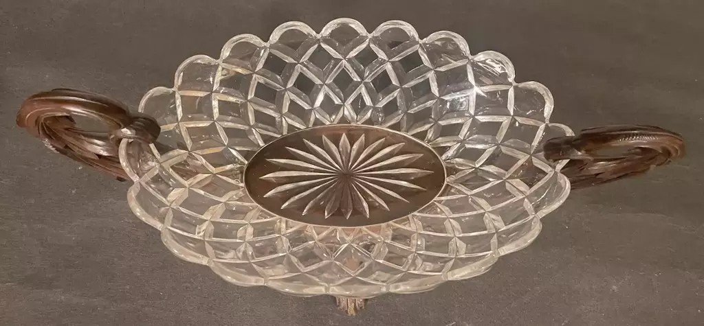  Baccarat Crystal Fruit Bowl On Carved Wood - 19th Century -photo-7