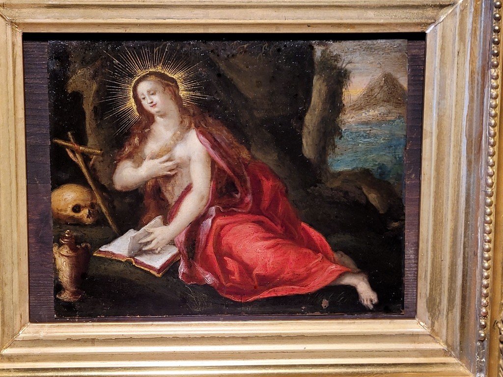  "penitent Mary Magdalene" Oil On Copper - Flemish School Of The Mid-17th Century -photo-2