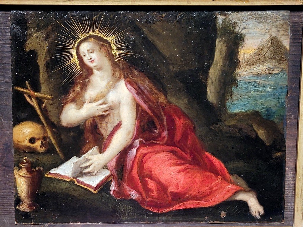  "penitent Mary Magdalene" Oil On Copper - Flemish School Of The Mid-17th Century -photo-3