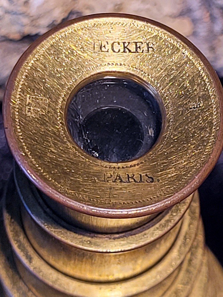  9-frame Telescopic Theater Lorgnette In Brass And Mother-of-pearl - Becker Paris - 19th Century -photo-2