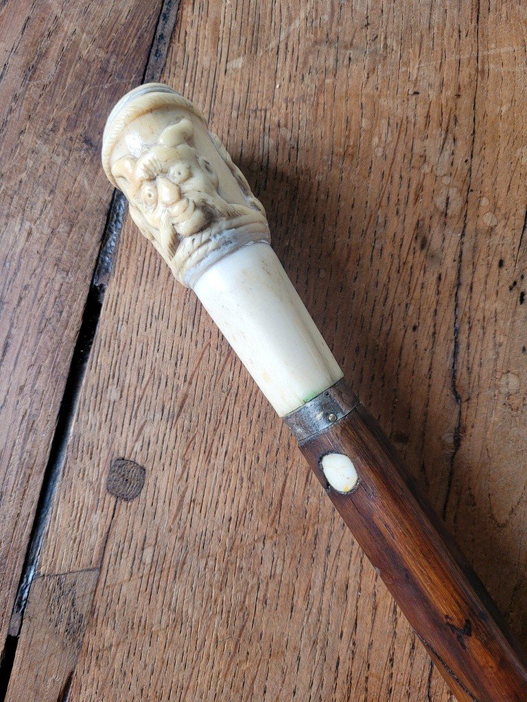 Antique Cane With Carved Knob - 19th Century