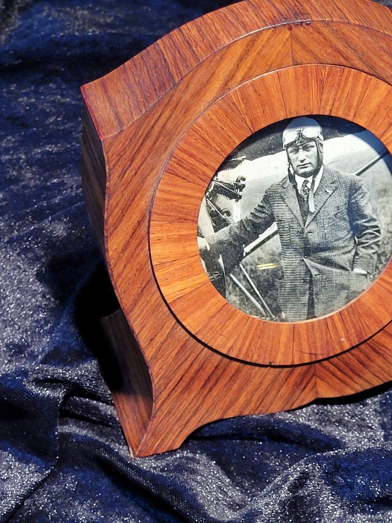  Art Deco Frame In Rosewood Marquetry On Mahogany - Photo Charles Lindbergh 1928-photo-3