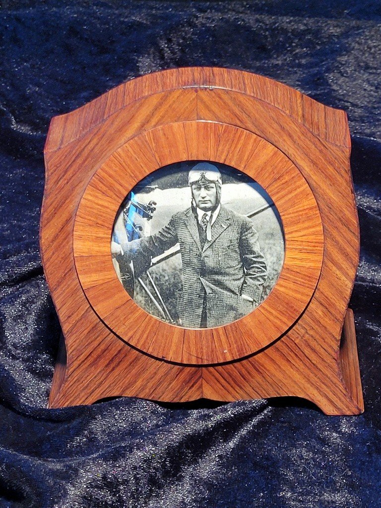  Art Deco Frame In Rosewood Marquetry On Mahogany - Photo Charles Lindbergh 1928-photo-2