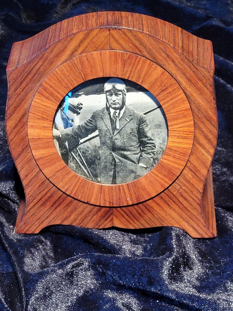  Art Deco Frame In Rosewood Marquetry On Mahogany - Photo Charles Lindbergh 1928-photo-5