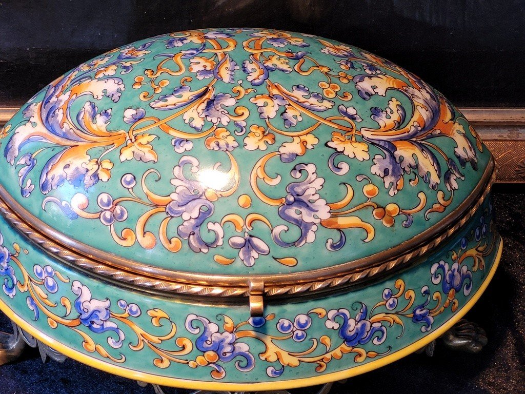  Large Porcelain Box In Domed Ovoid Shape - Creil Montereau - 19th Century -photo-2