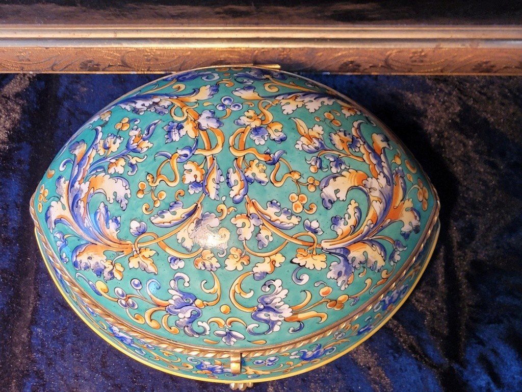  Large Porcelain Box In Domed Ovoid Shape - Creil Montereau - 19th Century -photo-4