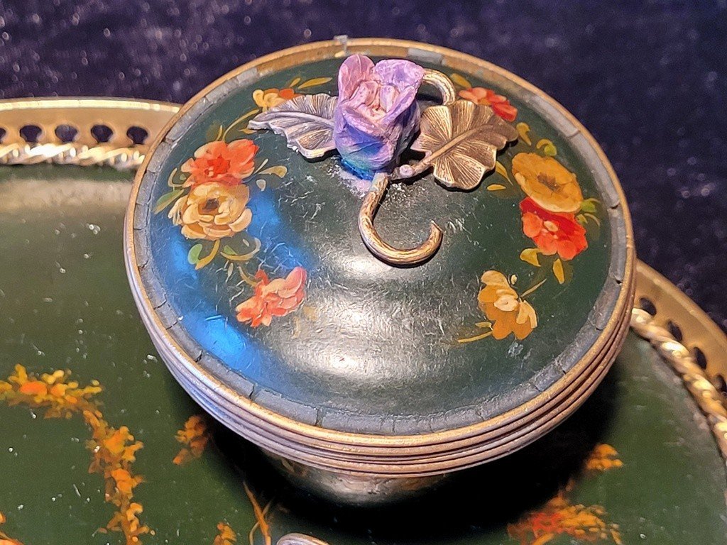  Desk Inkwell In Painted Sheet Metal With Japanese Decor - 19th Century Napoleon III -photo-3