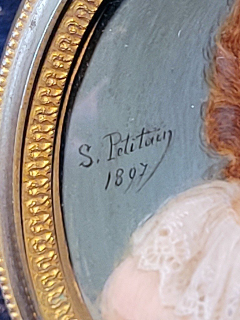  "portrait Of A Young Girl" Painted Miniature Signed Petitain 1897 - Louis XVI Frame In Bronze-photo-4