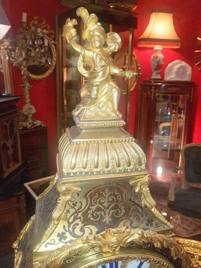  &quot; Grand Cartel &quot; et sa Console . Epoque Louis XIV sign&eacute; J. GOU &agrave; Paris - Marqueterie Boulle -Ecaille brune .XVIIe Si&egrave;cle-photo-6