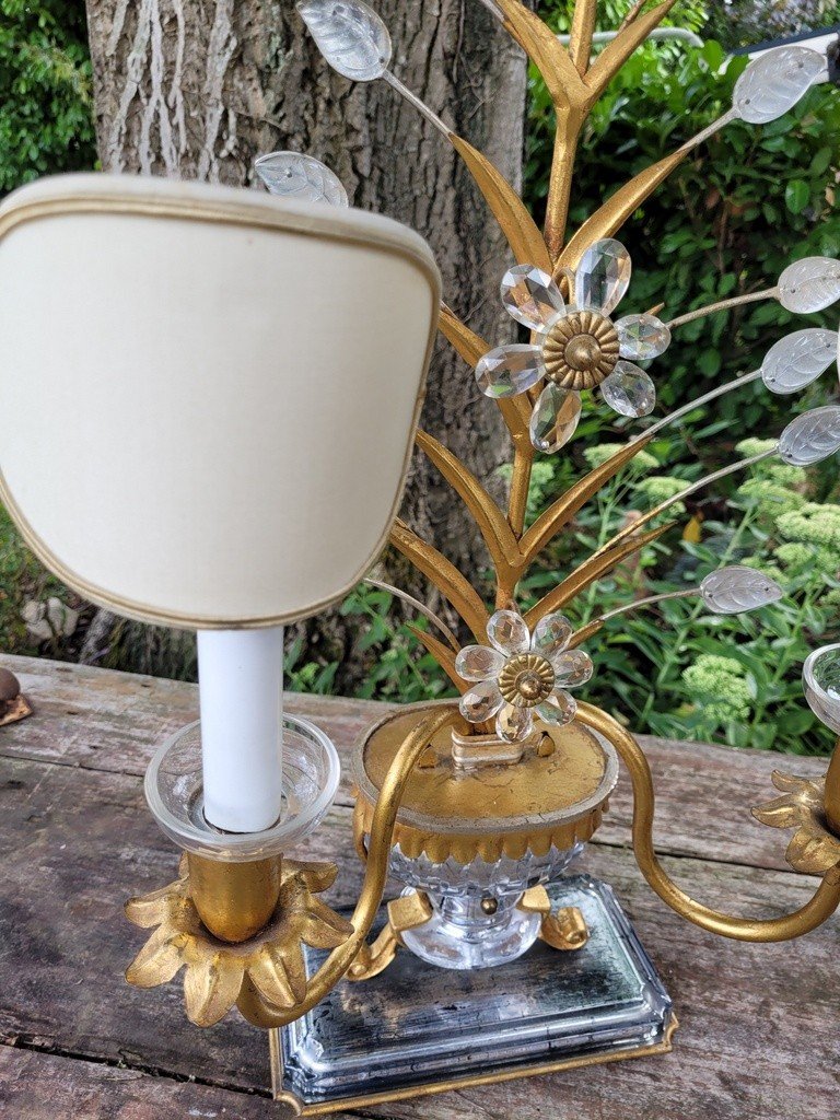 Large Lamp With Two Sconces From La Maison Baguès - 1970s-photo-2