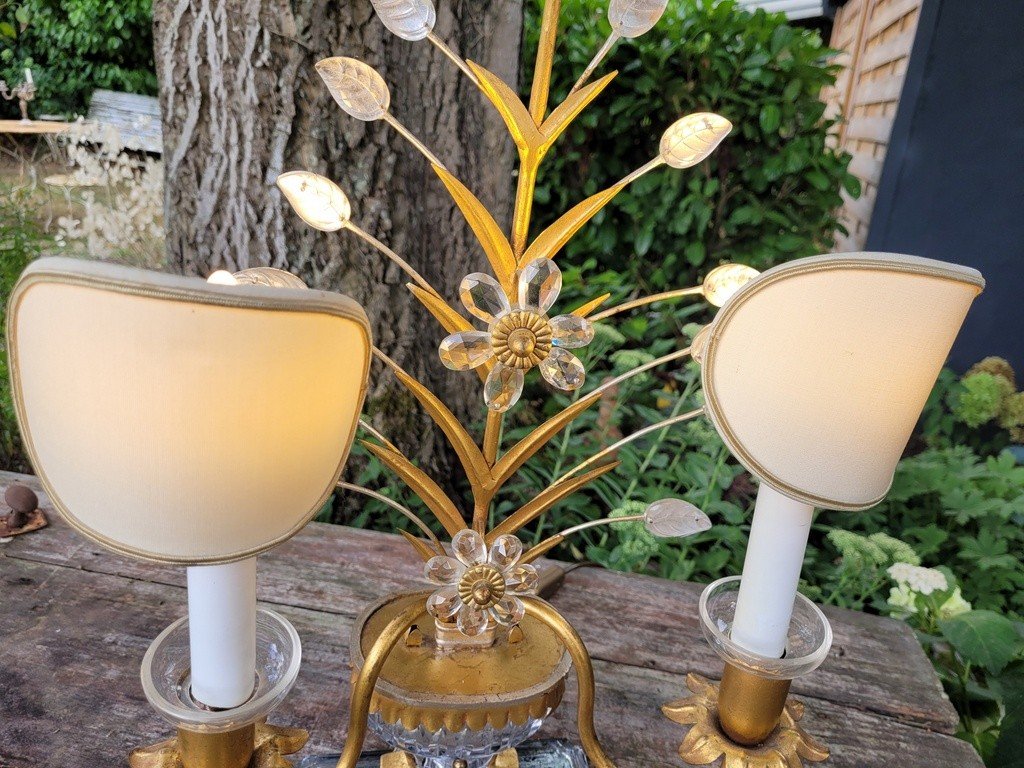 Large Lamp With Two Sconces From La Maison Baguès - 1970s-photo-4