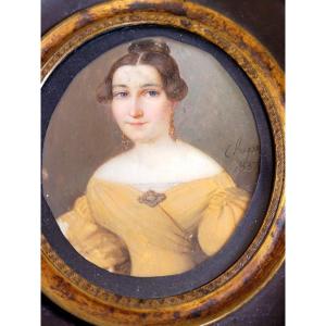 Portrait Of A Noble Lady - Signed Chapon - Louis Philippe Period 1837