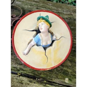 "young Girl Crossing A Tambourine" Terracotta Signed By Ch. Massier