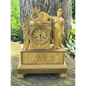 "restoration" Period Clock In Gilded Bronze