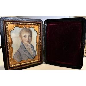 Portrait Of A Gentleman In A Leather Case - Empire Period - Early 19th Century 