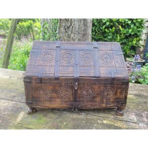 Small Carved Wooden Wedding Chest - Late 18th Early 19th Century