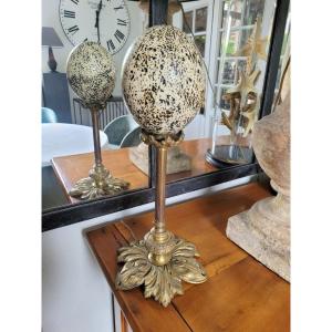  Creation “speckled Ostrich Egg On Bronze Stand” 