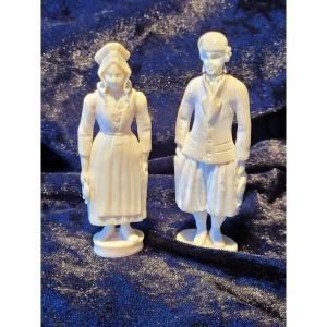  Couple From Polletais - Needle Holders - 19th Century Dieppe Work