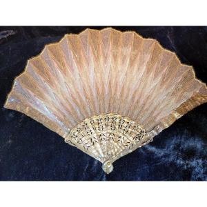 Art Nouveau Fan "signed Duvelleroy In Its Original Box 