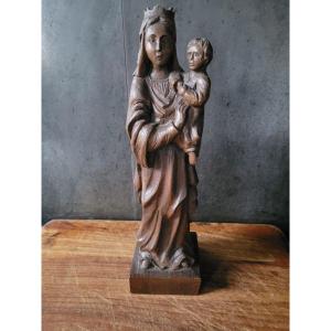  Vierge &agrave; l&#039;Enfant en bois sculpt&eacute; - XVIIIe Si&egrave;cle