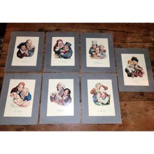  Louis-leopold Boilly (1761-1845) 7 Deadly Sins Color Lithographs