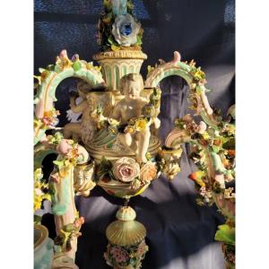  Superb Meissen Porcelain Chandelier Signed With Rich Decors - 18th Century - 1790