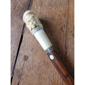 Antique Cane With Carved Knob - 19th Century