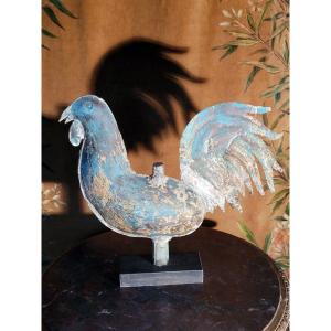  Polychrome Copper Church Weather Vane Rooster - 18th Century 