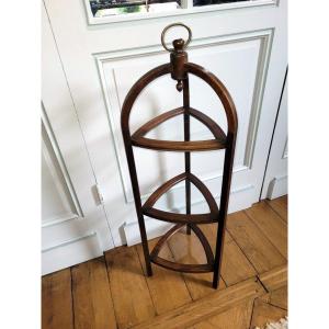  Wooden And Brass Dessert Stand With Three Glass Shelves - England - 19th Century