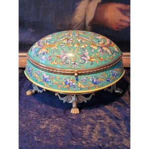  Large Porcelain Box In Domed Ovoid Shape - Creil Montereau - 19th Century 