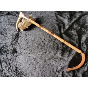 English Riding Crop With Antler Pommel And Solid Silver Trim - 19th Century 