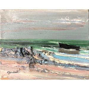 Gondret Lucien (1941-2013), Boat At Low Tide, Brittany.