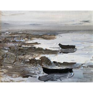 Barques sur la côte sauvage,  Georges Laporte(1926-2000)