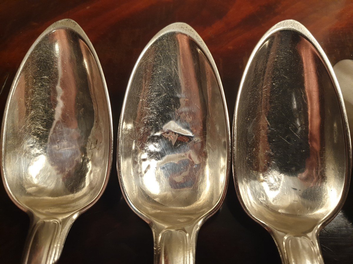 Suite Of 6 Spoons In Sterling Silver Old Man Hallmark-photo-5