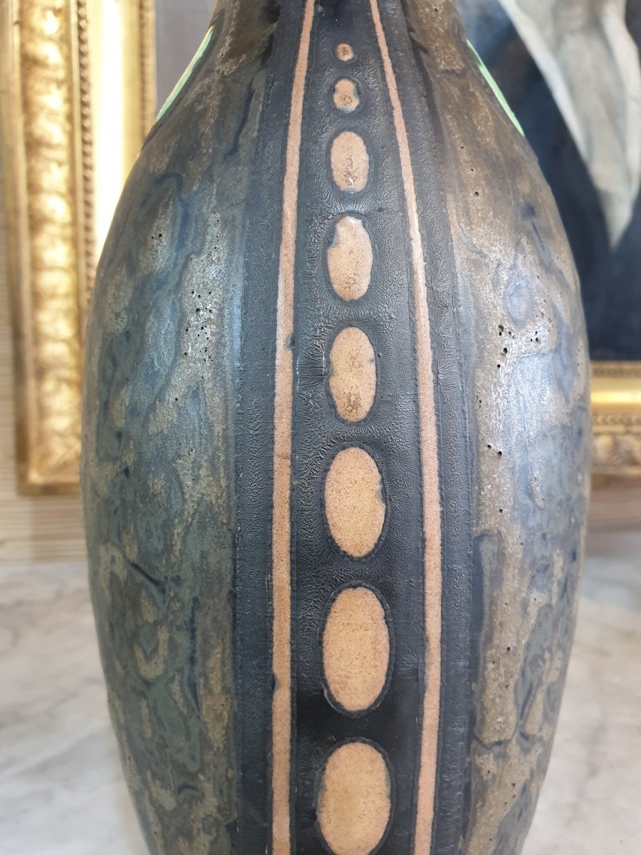 Sandstone Vase, Kéramis, Signed Charles Catteau Africanizing Model-photo-7